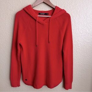 Lauren Ralph Lauren Red Waffle Print Hooded Sweater
